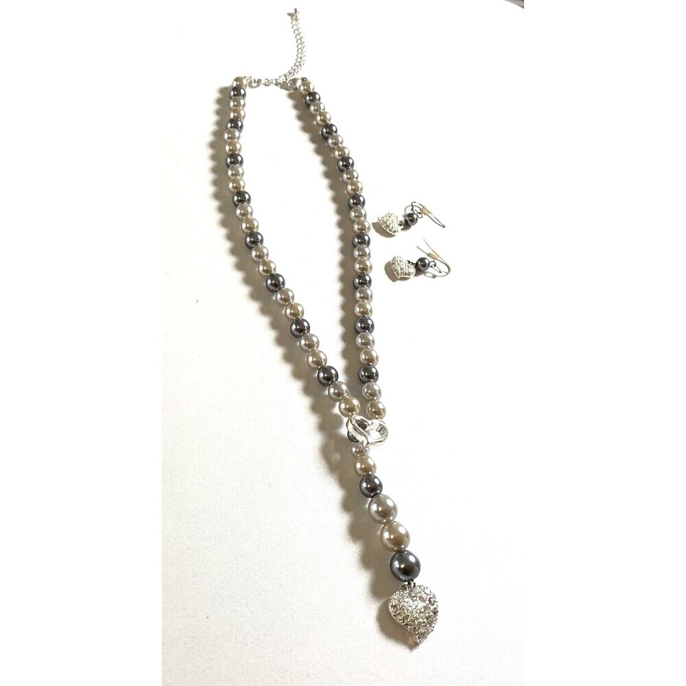 VTG Sweet Pearlesque Lariat Necklace/Earrings Gift Set 2011 New Old Stock Boxed